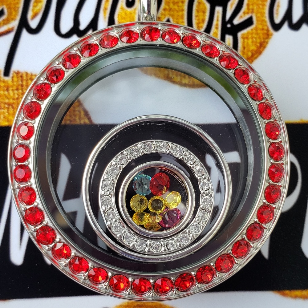 Origami Owl Large Red Crystal Twist Locket